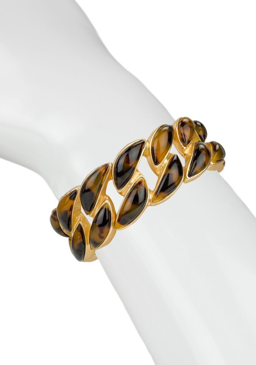 Gold Tone Stretch Link Bracelet