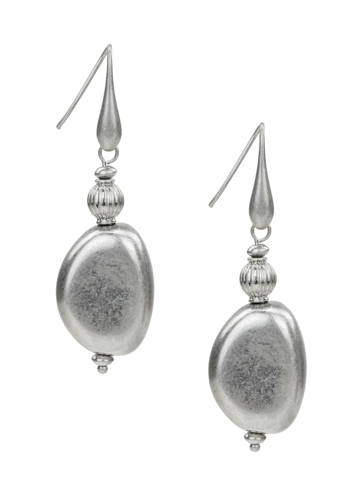 Worn Rhodium oval earrings