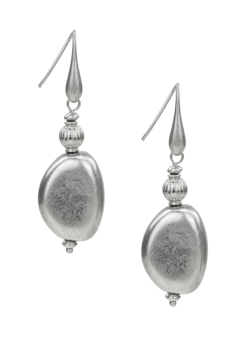 Worn Rhodium oval earrings