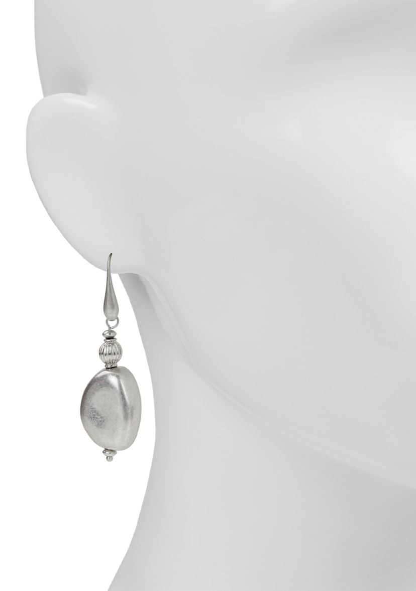 Worn Rhodium oval earrings