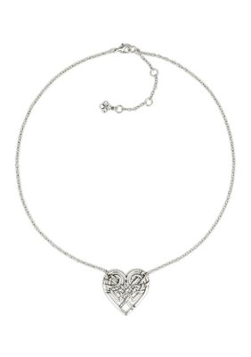 Patricia Nash Filigree Heart Pendant Necklace, Silver, 18 in