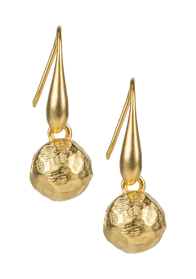 Hammered Ball Drop Earrings