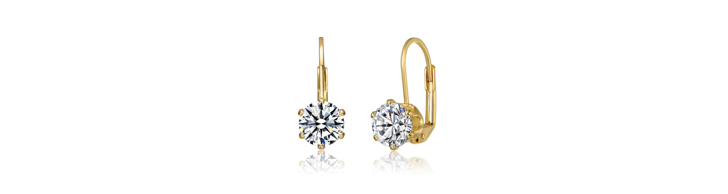 Lab Created White Cubic Zirconia Solitaire Classic Leverback Earrings