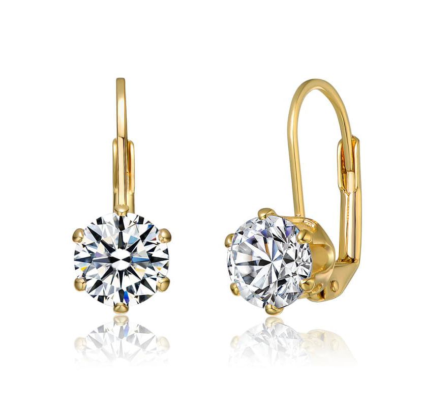 Lab Created White Cubic Zirconia Solitaire Classic Leverback Earrings