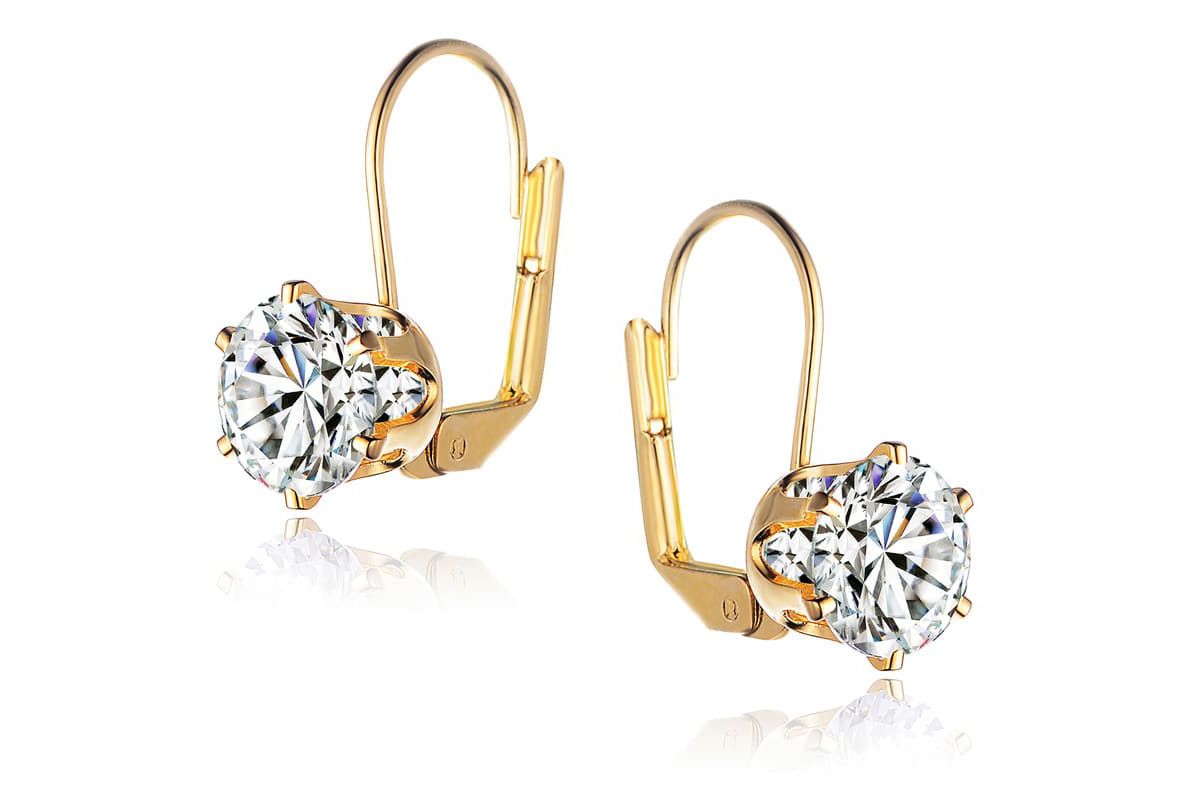 Lab Created White Cubic Zirconia Solitaire Classic Leverback Earrings