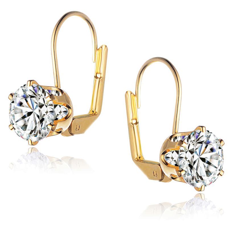 Lab Created White Cubic Zirconia Solitaire Classic Leverback Earrings