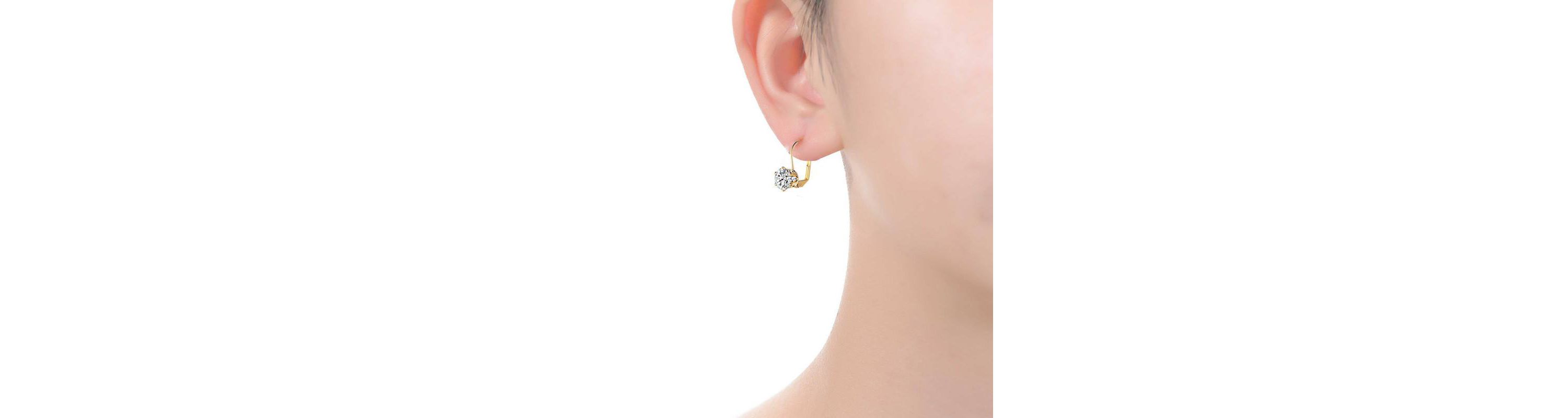 Lab Created White Cubic Zirconia Solitaire Classic Leverback Earrings