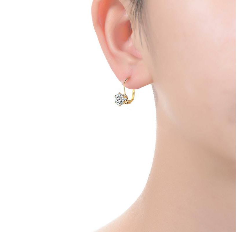 Lab Created White Cubic Zirconia Solitaire Classic Leverback Earrings