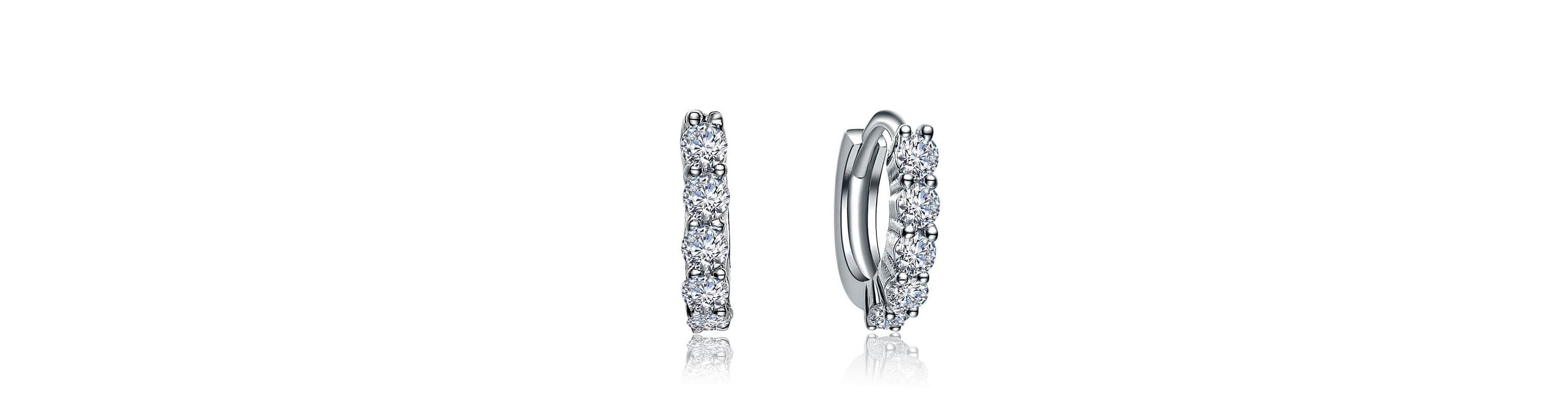 Lab Created Elegant ExtMini Huggie Hoop Earrings with White Gold-Plated Cubic Zirconia