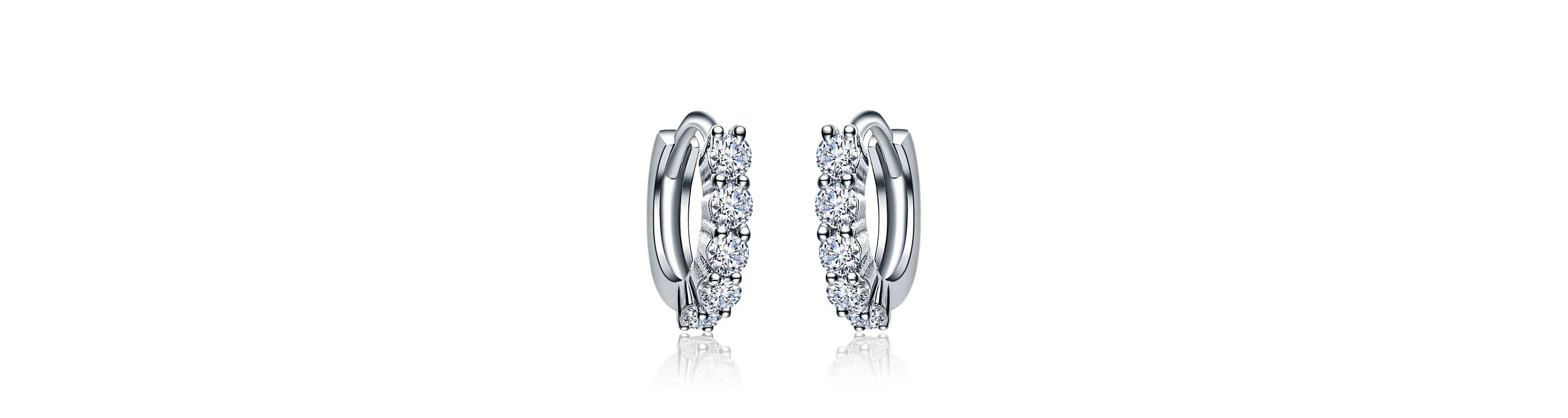 Lab Created Elegant ExtMini Huggie Hoop Earrings with White Gold-Plated Cubic Zirconia