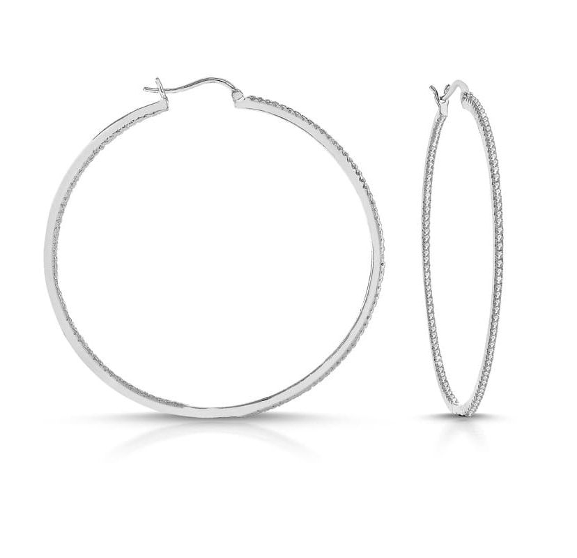Lab Created Colored Cubic Zirconia Slim Large Hoop Earrings