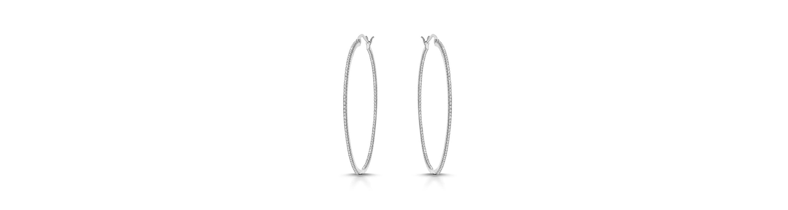 Lab Created Colored Cubic Zirconia Slim Large Hoop Earrings