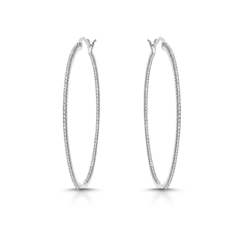 Lab Created Colored Cubic Zirconia Slim Large Hoop Earrings