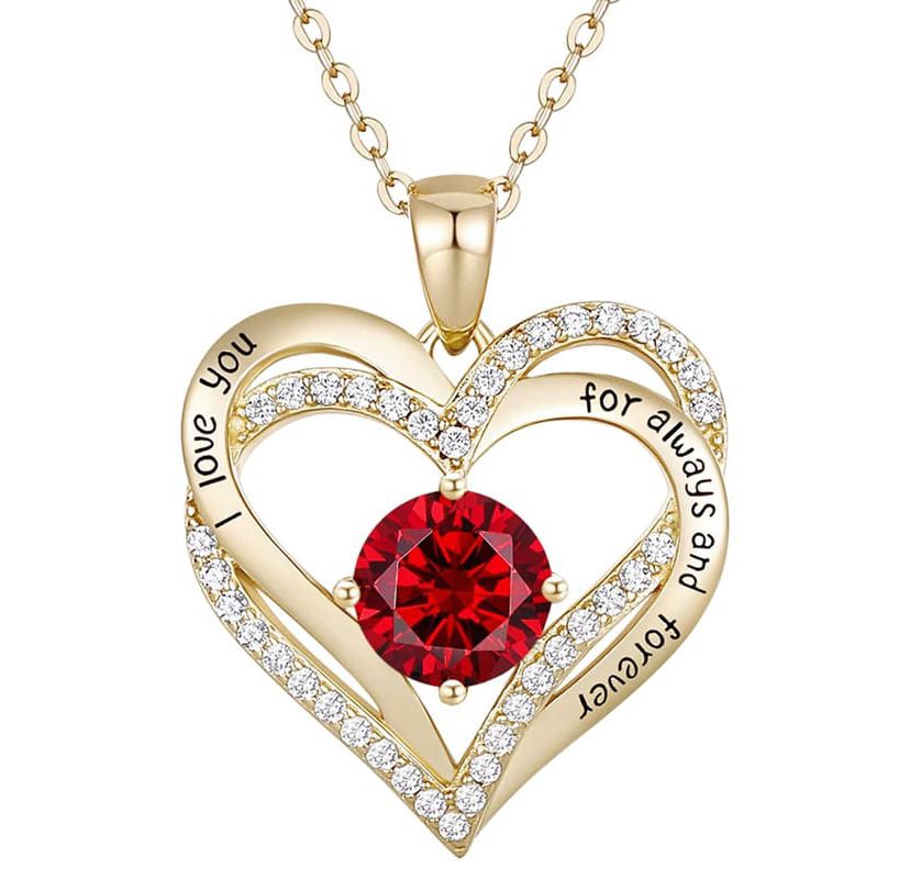 Lab Created 14K Gold Plated Colored Birthstone Pendant Necklace