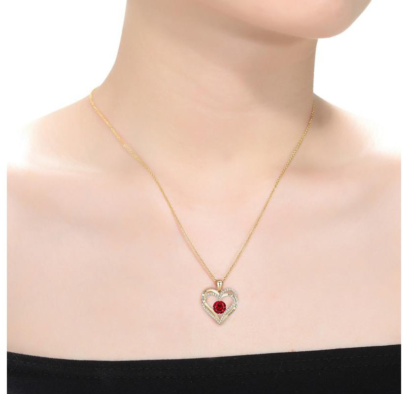 Lab Created 14K Gold Plated Colored Birthstone Pendant Necklace