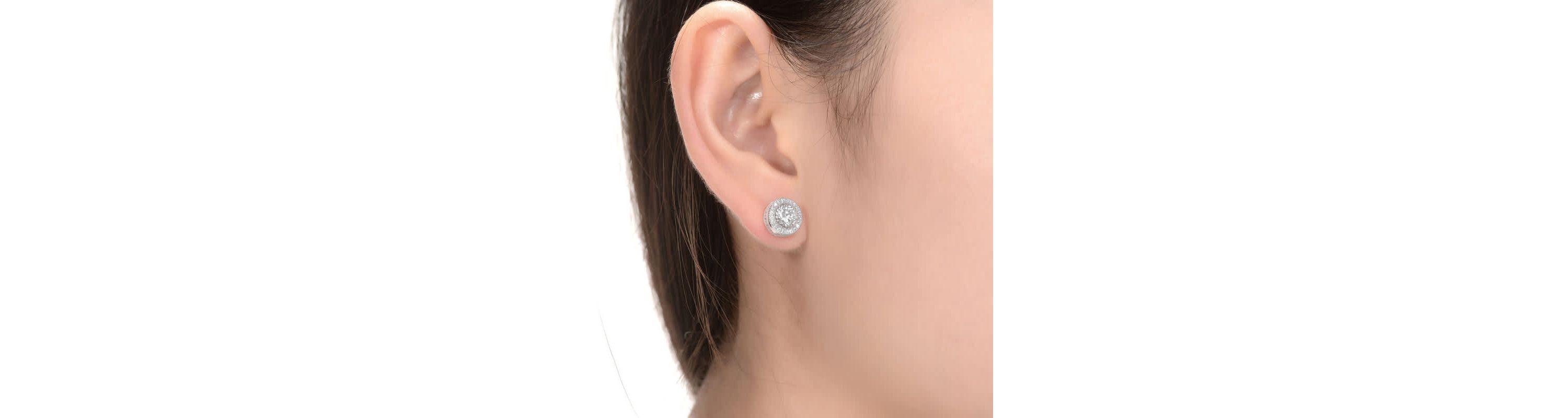 Lab Created Round Halo Stud Earrings with Clear Cubic Zirconia