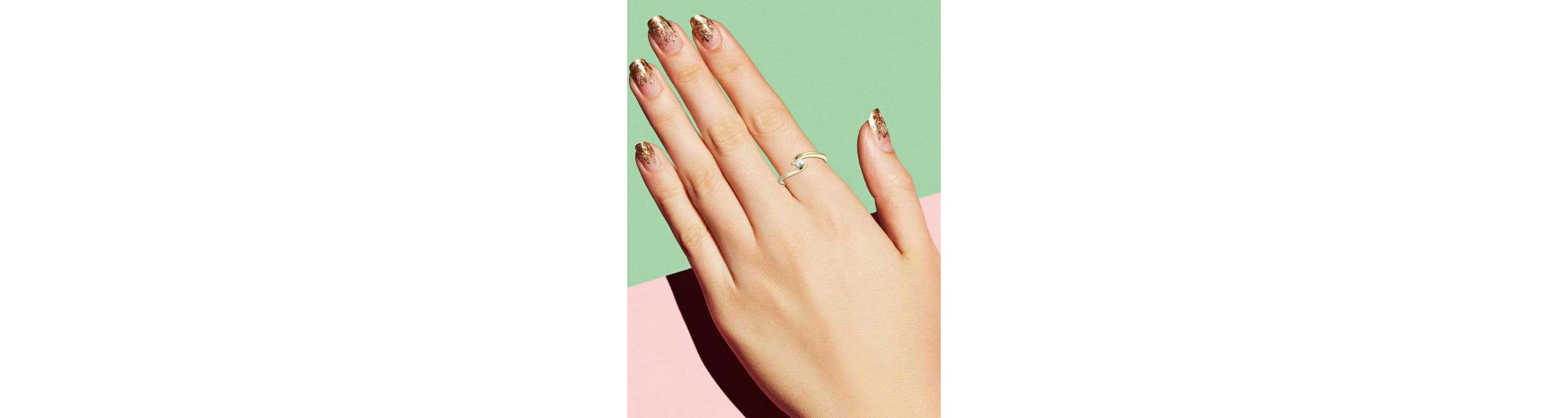 Lab Created 14k Gold Plated with White Genuine Freshwater Pearl Ocean Wave Stacking Ring, Sz 7