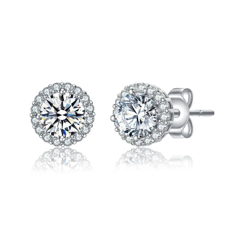 Lab Created Round Stud Earrings with Colored Cubic Zirconia