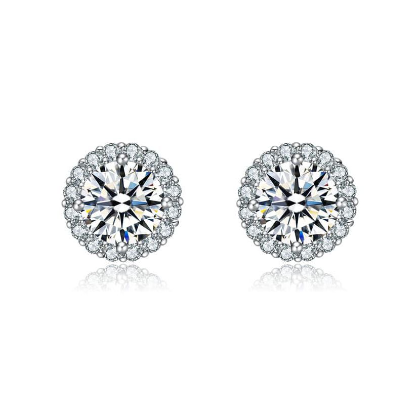 Lab Created Round Stud Earrings with Colored Cubic Zirconia