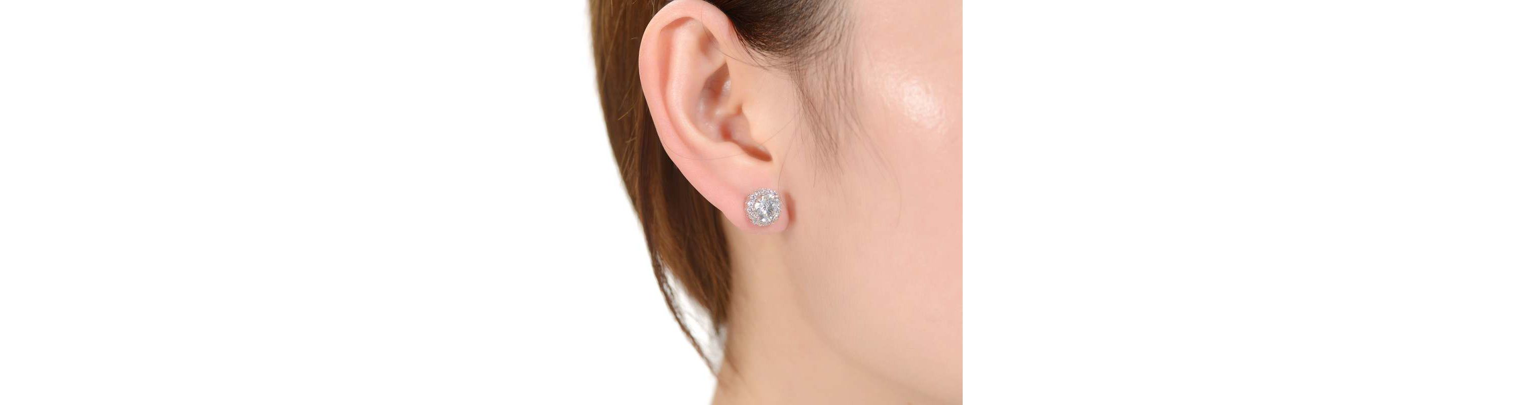 Lab Created Round Stud Earrings with Colored Cubic Zirconia