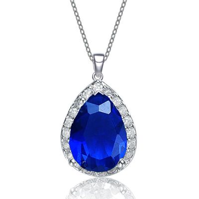 Rozzato Lab Created Unique Pear-shaped Pendant Necklace with Colored Cubic Zirconia
