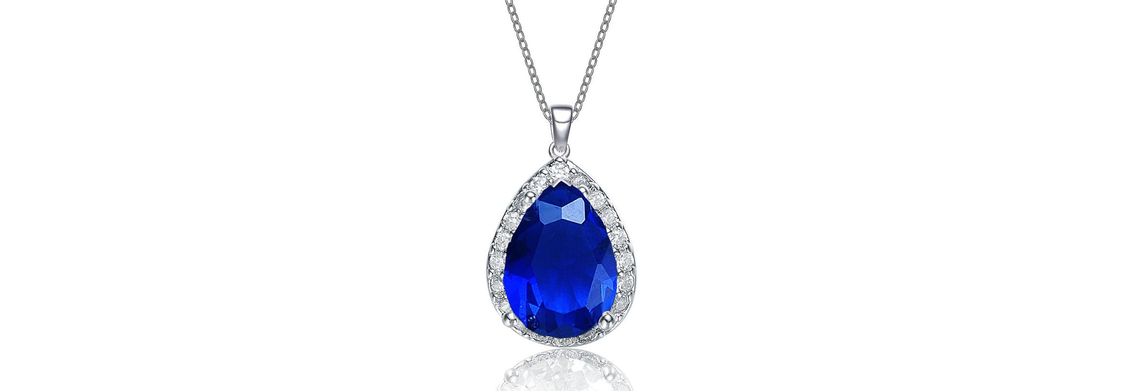 Lab Created Pear-shaped Pendant Necklace with Colored Cubic Zirconia