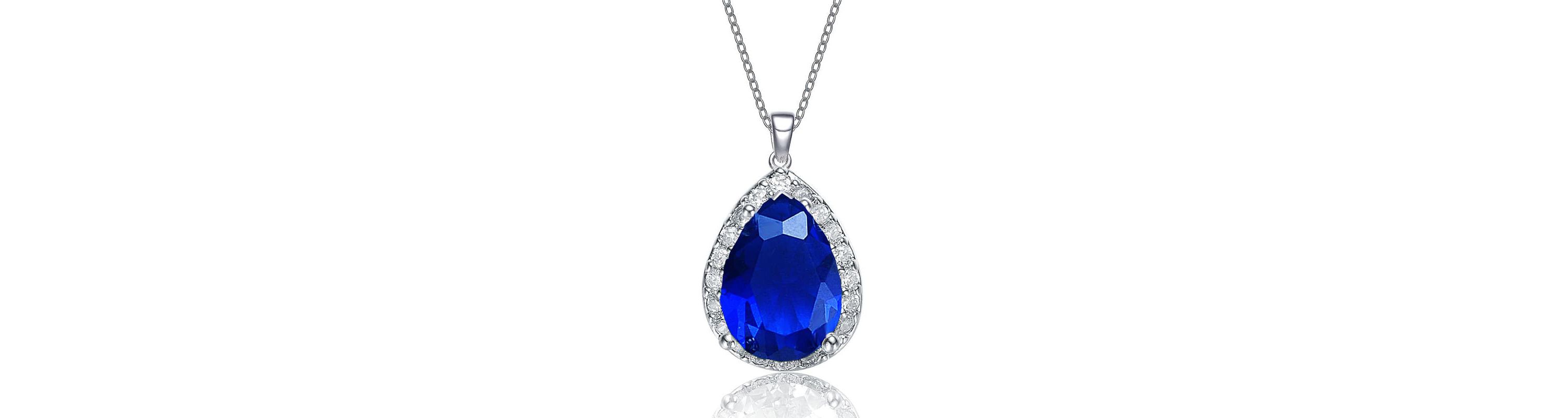 Lab Created Pear-shaped Pendant Necklace with Colored Cubic Zirconia