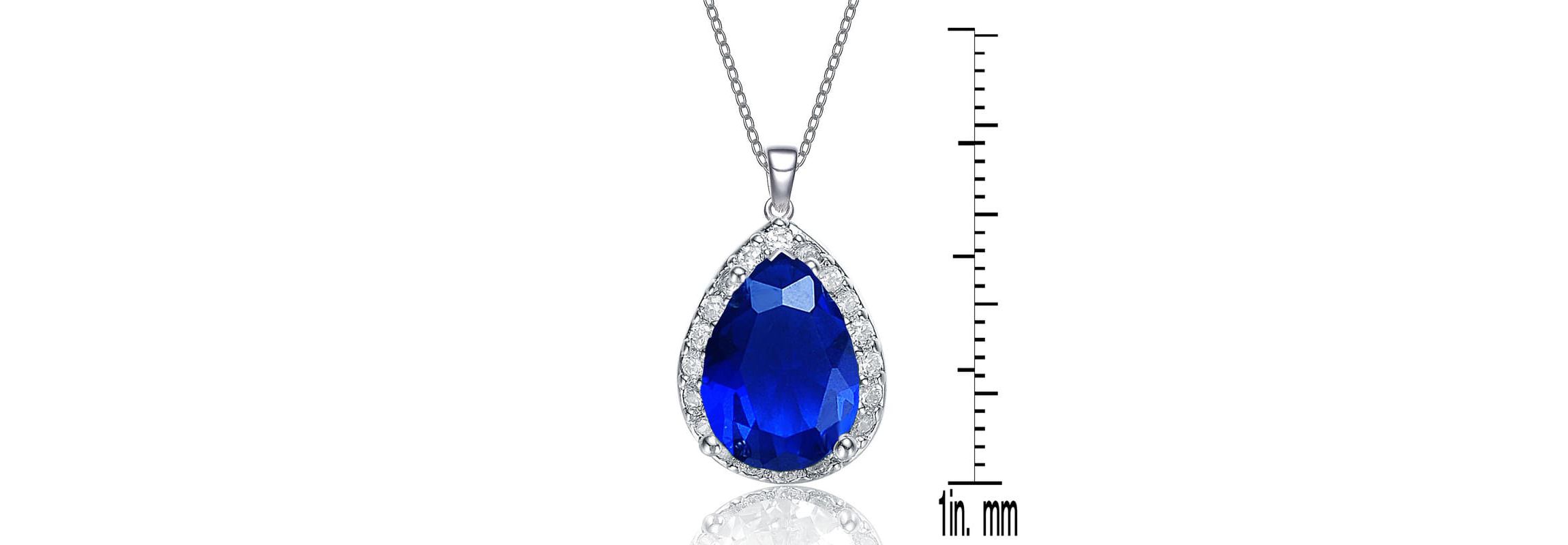 Lab Created Pear-shaped Pendant Necklace with Colored Cubic Zirconia