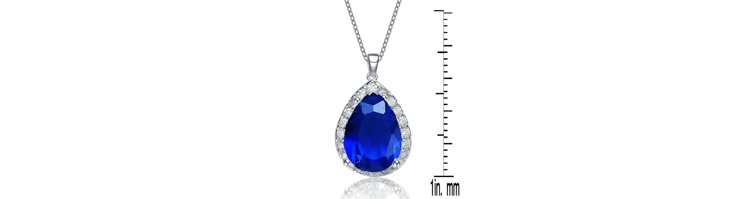 Lab Created Pear-shaped Pendant Necklace with Colored Cubic Zirconia