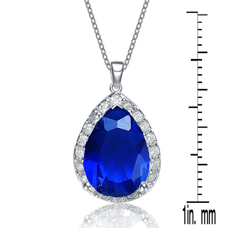 Lab Created Pear-shaped Pendant Necklace with Colored Cubic Zirconia