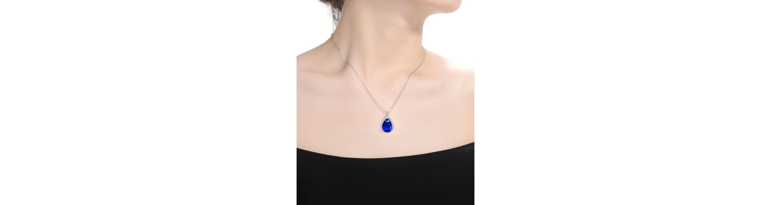 Lab Created Pear-shaped Pendant Necklace with Colored Cubic Zirconia