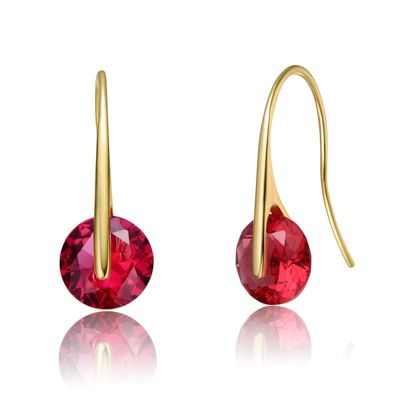 Rozzato Lab Created Stylish Modernised Solitaire Drop Earrings, Red
