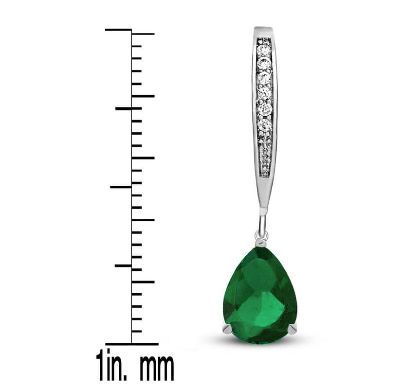 Lab Created Elegant Sterling Silver Dangling Pear-Shaped Cubic Zirconia Earrings