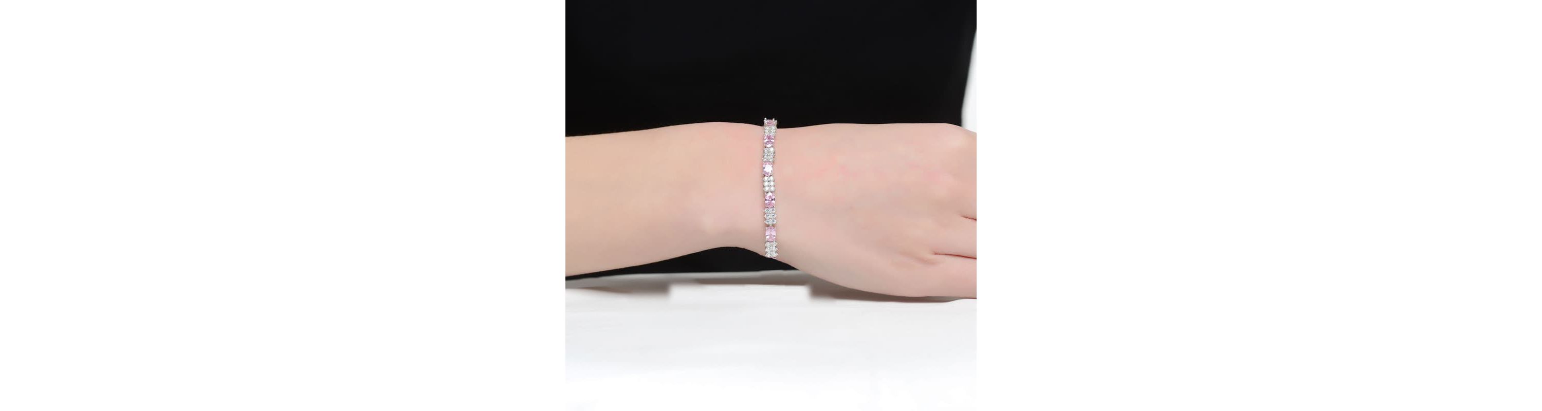 Lab Created Sterling Silver White Gold Plated with Colored Cubic Zirconia CZ Bracelet