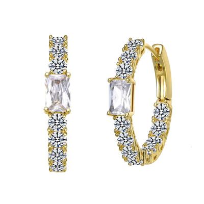 Rozzato Lab Created 14K Gold Plated with Colored Cubic Zirconia Inside-Out Hoop Earrings