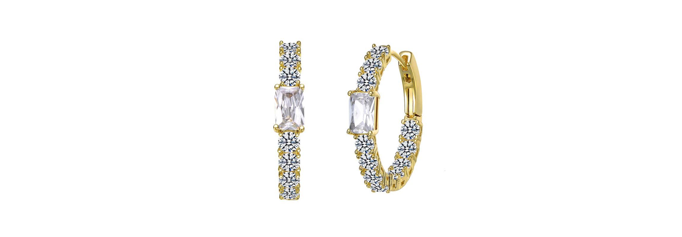 Lab Created 14K Gold Plated with Colored Cubic Zirconia Inside-Out Hoop Earrings