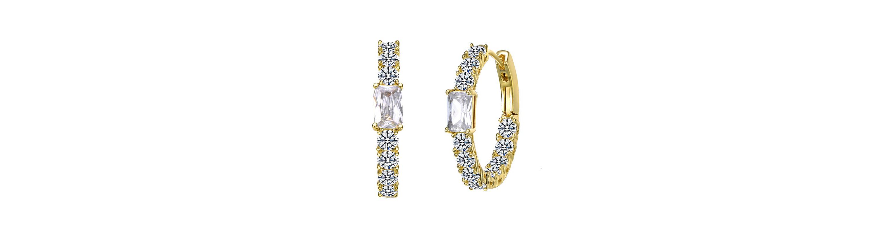 Lab Created 14K Gold Plated with Colored Cubic Zirconia Inside-Out Hoop Earrings