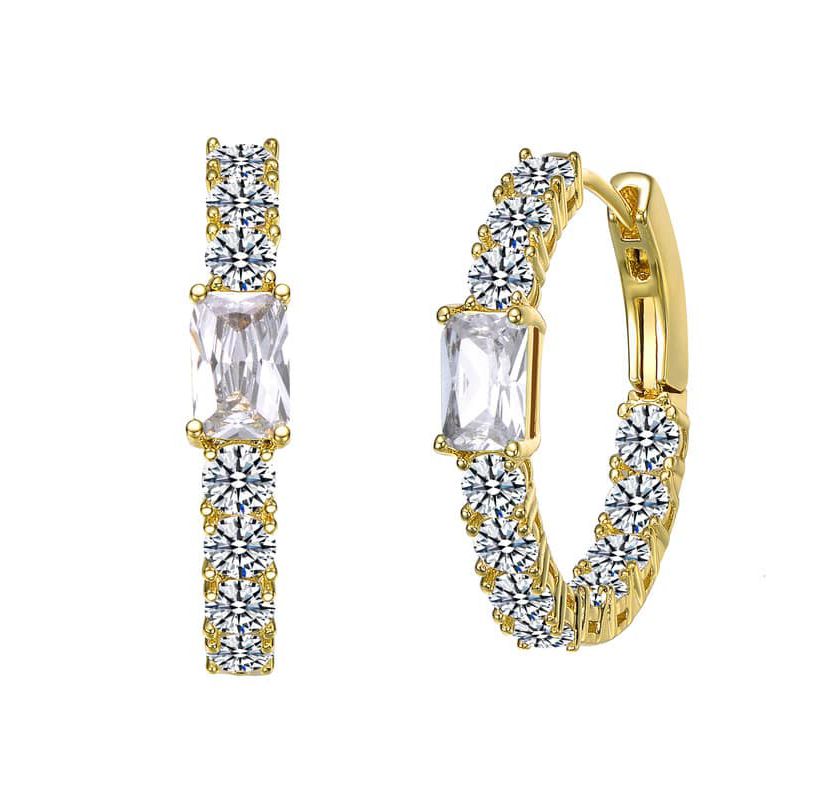 Lab Created 14K Gold Plated with Colored Cubic Zirconia Inside-Out Hoop Earrings