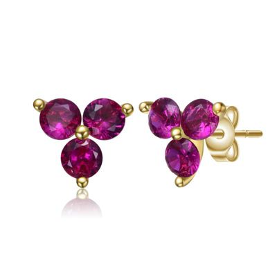Rozzato Lab Created 14K Gold Plated with Colored Cubic Zirconia Stud Earrings for Kids