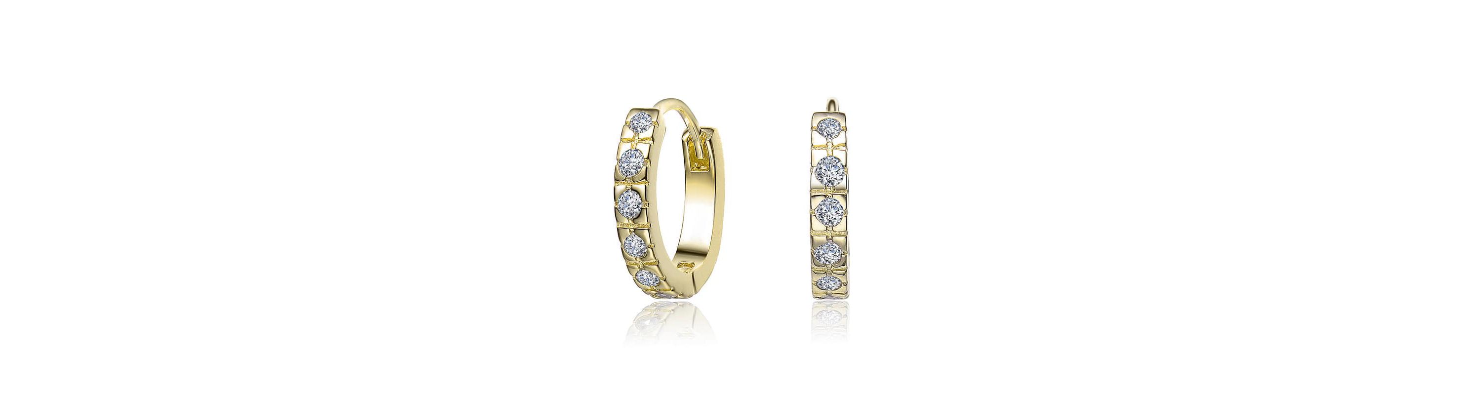 Lab Created Sparkling Clear Cubic Zirconia ExtMini Huggie Radiant Hoop Earrings
