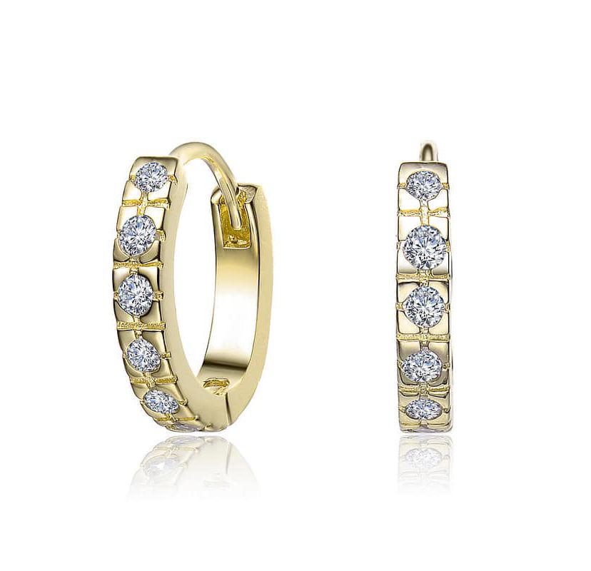 Lab Created Sparkling Clear Cubic Zirconia ExtMini Huggie Radiant Hoop Earrings