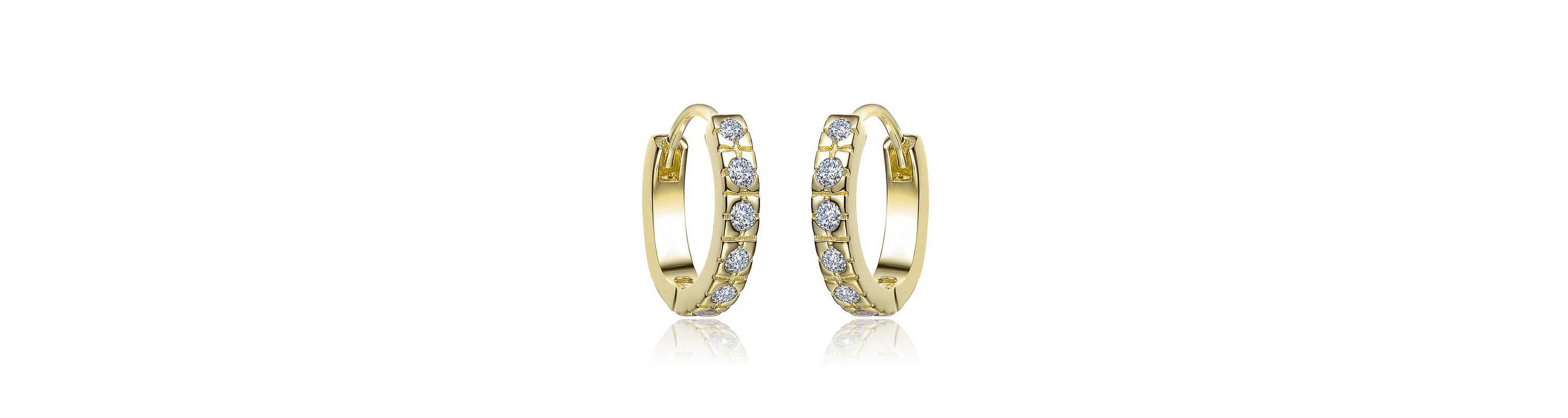 Lab Created Sparkling Clear Cubic Zirconia ExtMini Huggie Radiant Hoop Earrings