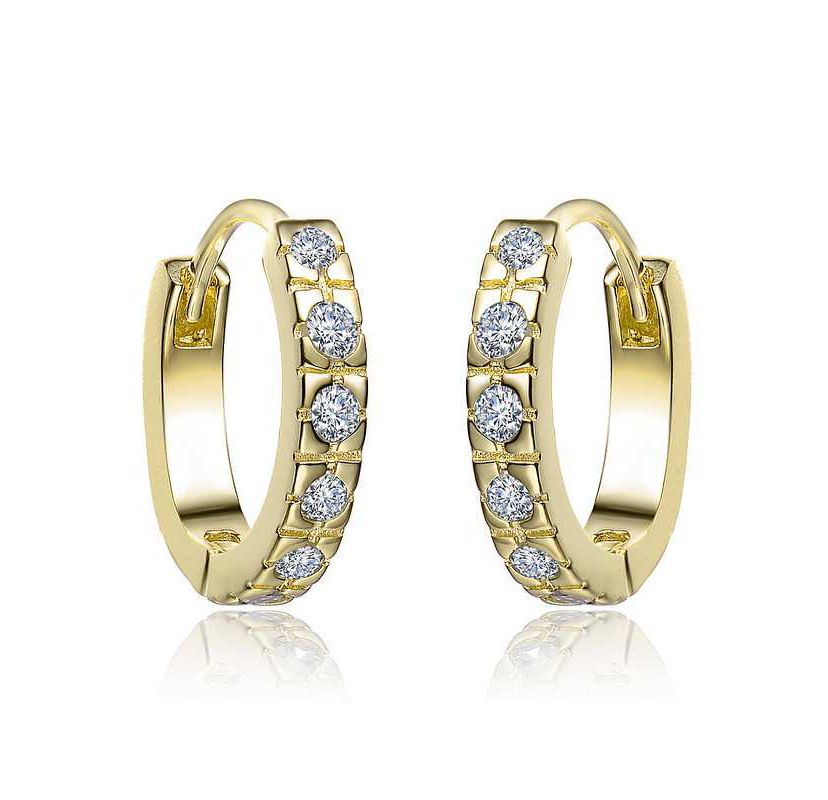 Lab Created Sparkling Clear Cubic Zirconia ExtMini Huggie Radiant Hoop Earrings