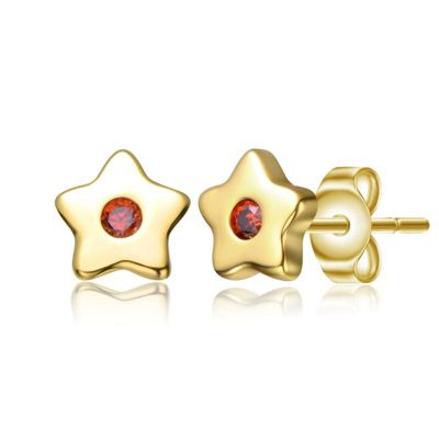 Rozzato Lab Created Kids 14K Gold Plated with Colored Cubic Zirconia Five-Point Lucky Little Star Stud Earrings for Kids