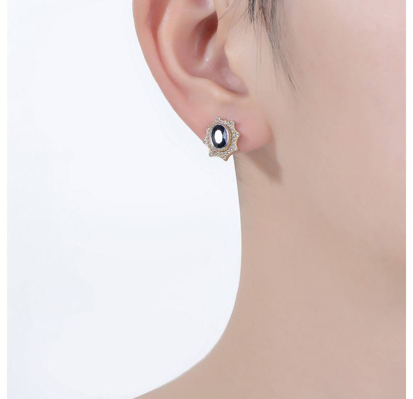 Lab Created Two-Tone with Colroed Cubic Zirconia Sunshine Stud Earrings