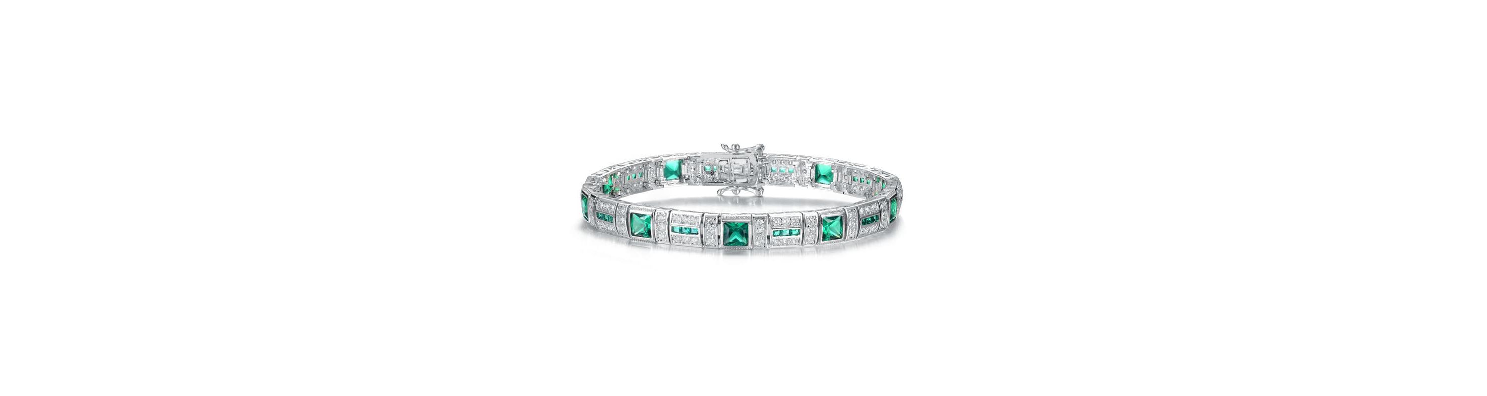 Lab Created Sterling Silver White Gold Plated with Colored Cubic Zirconia Tennis Bracelet