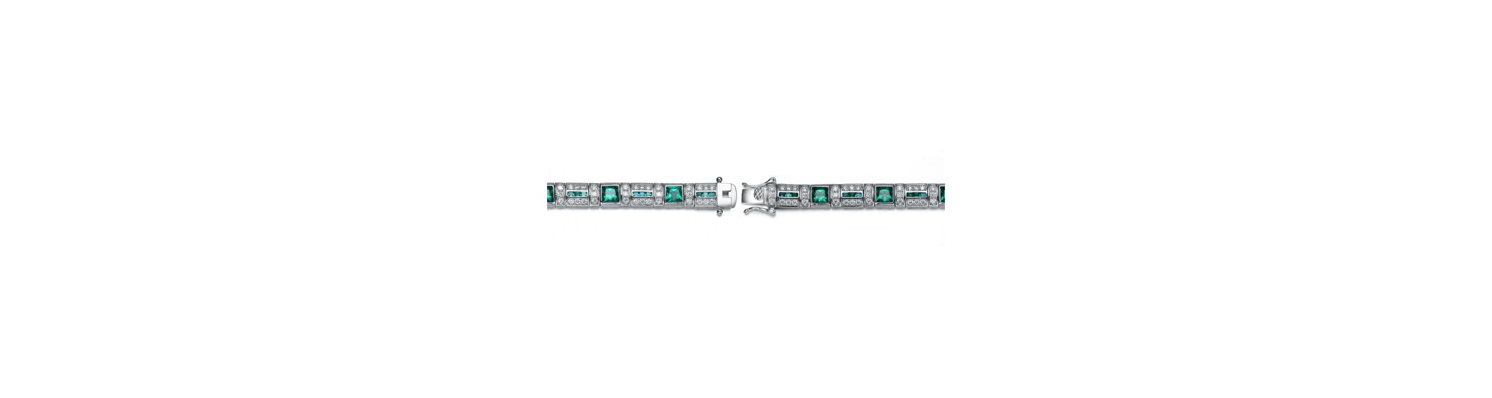Lab Created Sterling Silver White Gold Plated with Colored Cubic Zirconia Tennis Bracelet