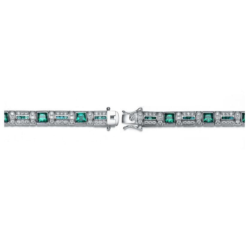 Lab Created Sterling Silver White Gold Plated with Colored Cubic Zirconia Tennis Bracelet