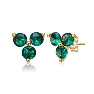 Rozzato Lab Created 14K Gold Plated with Colored Cubic Zirconia Stud Earrings