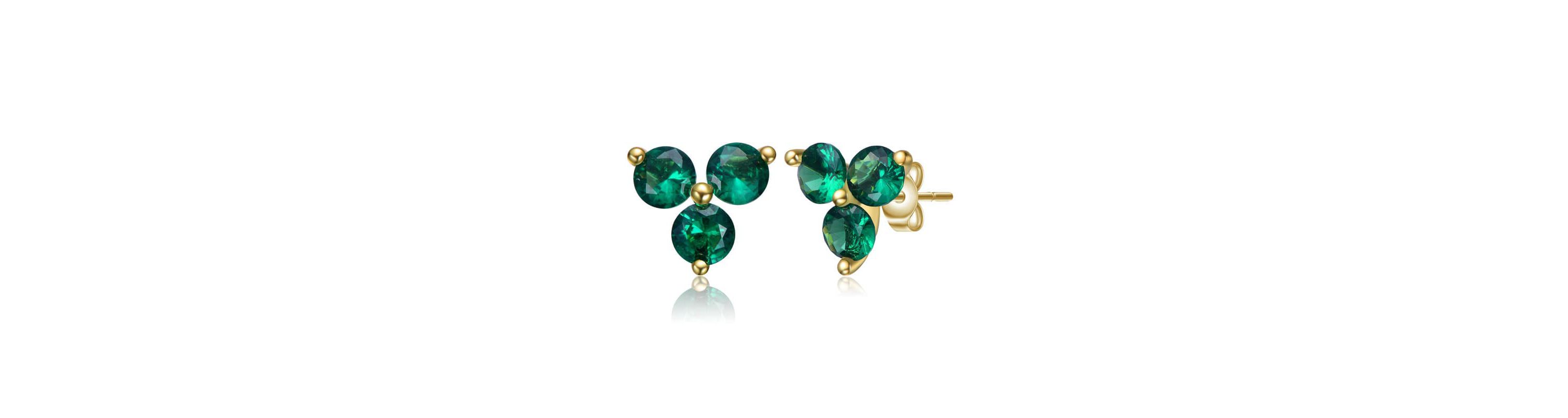 Lab Created 14K Gold Plated with Colored Cubic Zirconia Stud Earrings